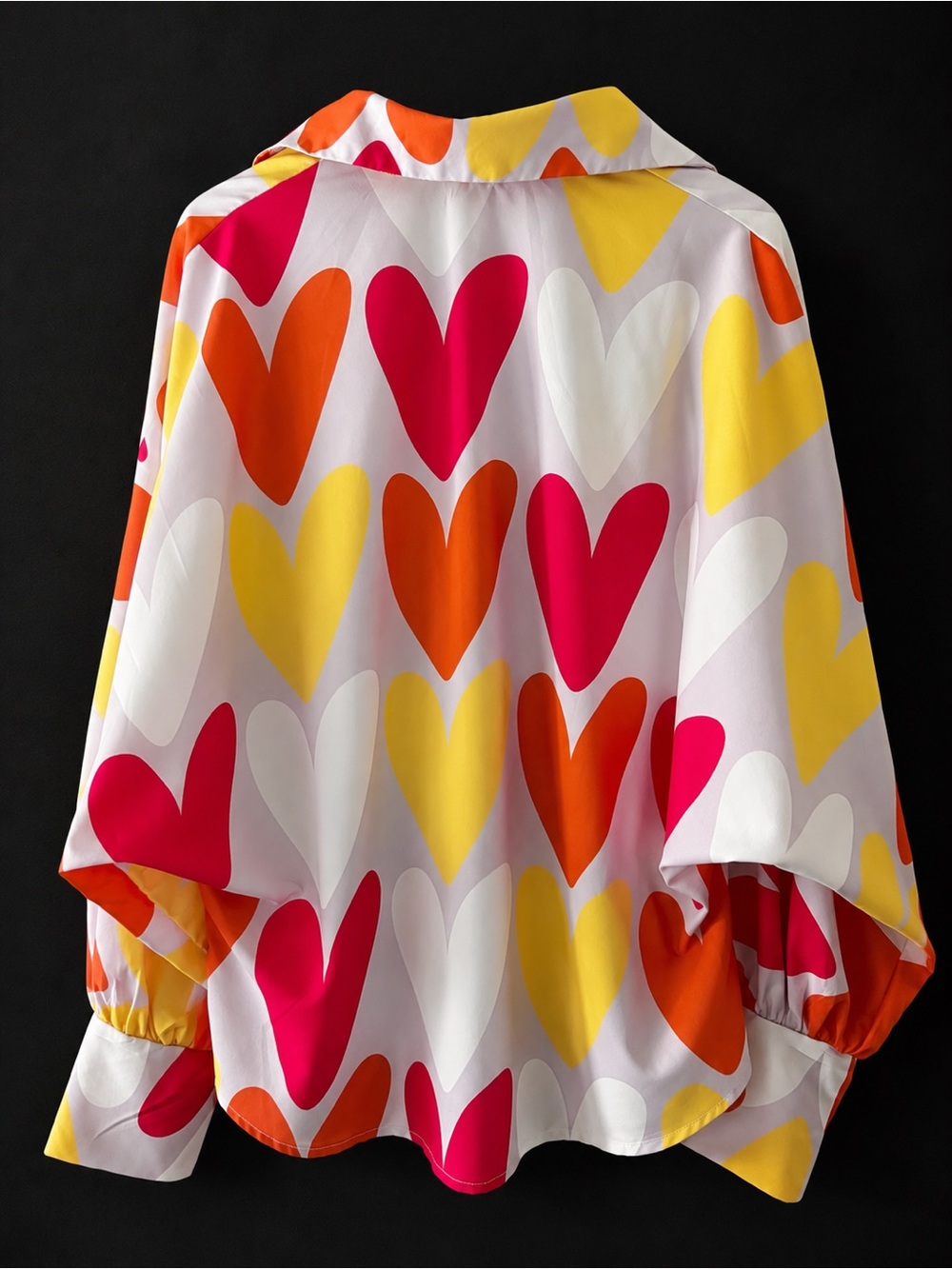 Mundefeis Long Dolman Sleeve Button Down - Rainbow Hearts - Picture 3 of 3